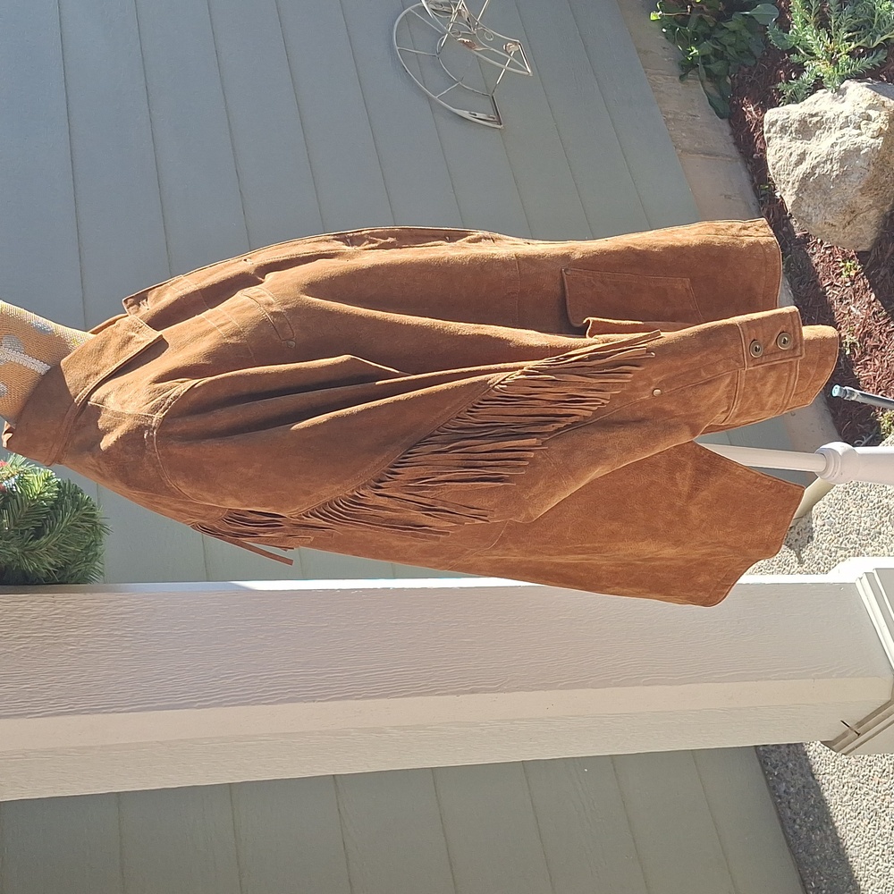 Anthropologie Danae fringe suede leather jacket size 2X western style shacket - Picture 6 of 12